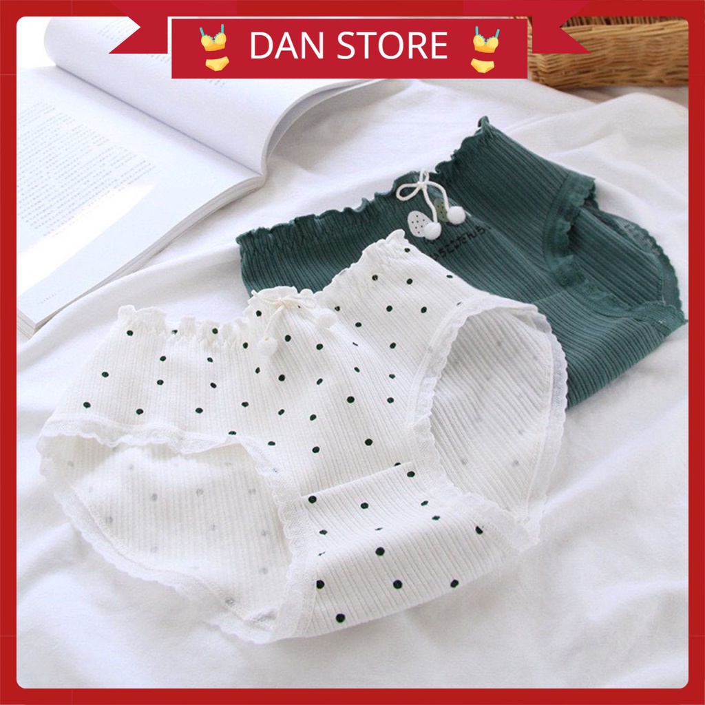 Quần Lót Cotton - Quần Lót Nữ Cotton gân tăm viền ren thiết kế trẻ trung thoáng mát DAN STORE MÃ 3778