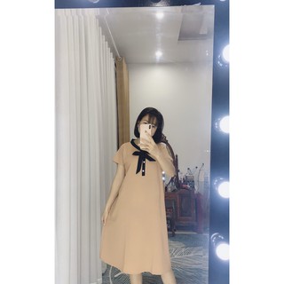 Váy bầu thiết kế nơ trắng mới