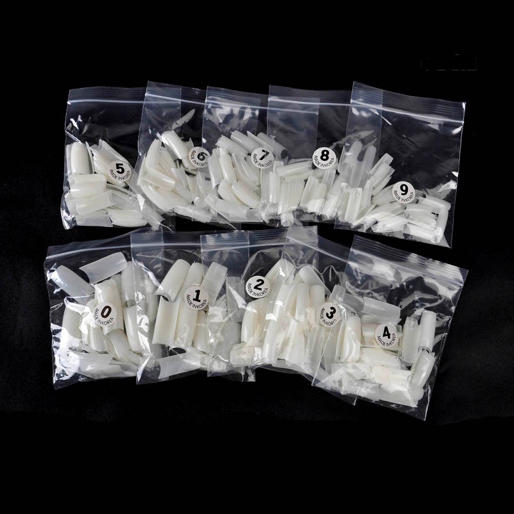 Bộ 500 Móng Tay Giả Bằng Acrylic Chuyên Dụng Cho Làm Đẹp Kiểu Pháp