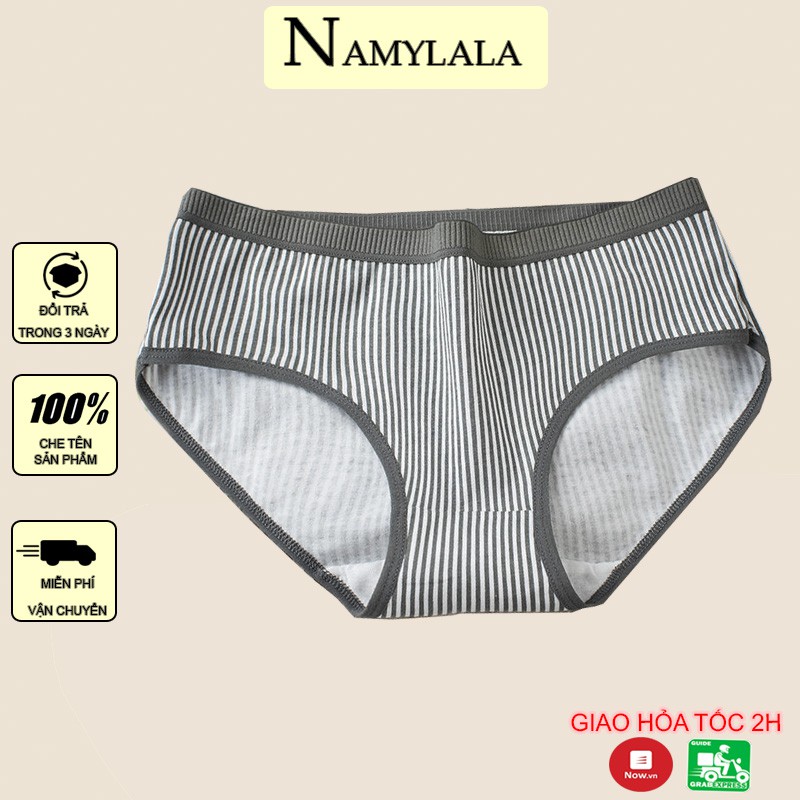 Quần Lót Nữ Cotton NAMYLALA Cạp Vừa Kẻ Sọc Ko Bí Bách Kháng Khuẩn SQ09