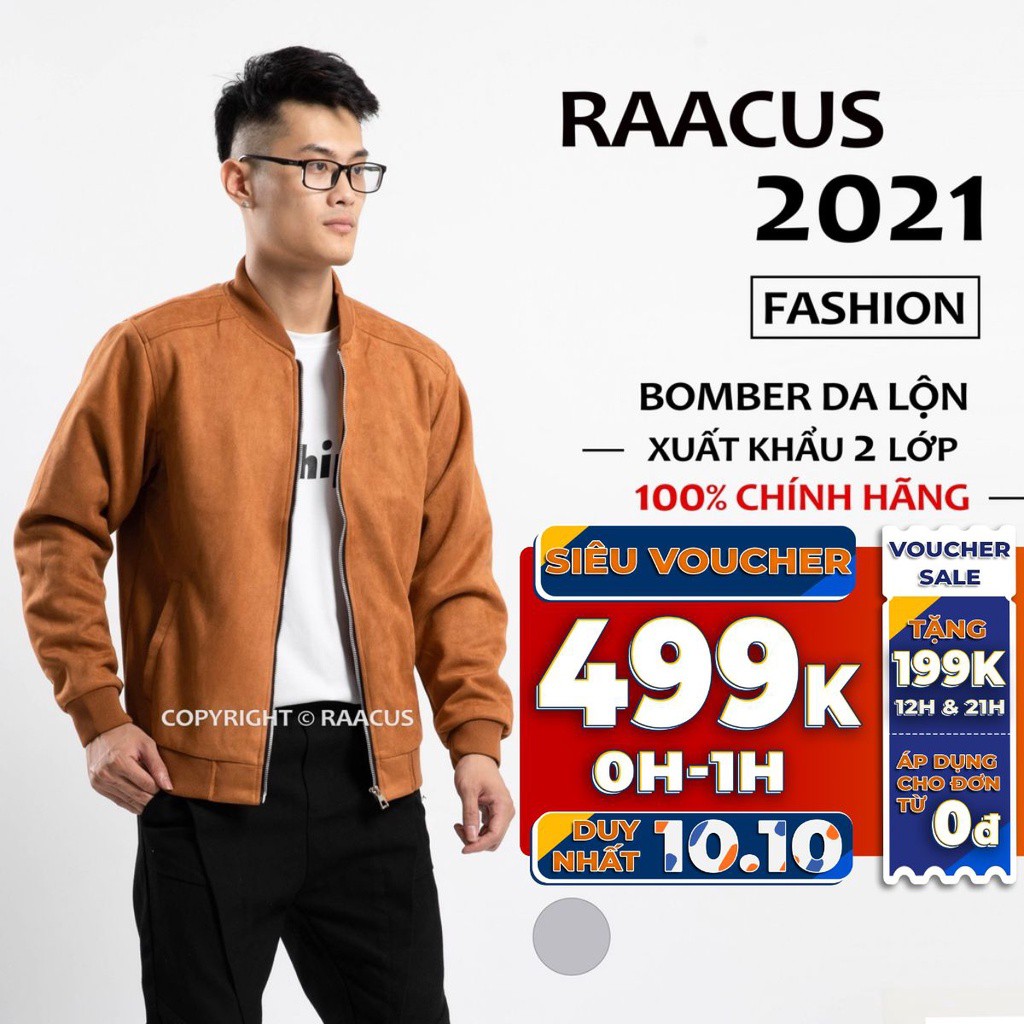 Áo khoác bomber nam da lộn Raacusstore, áo bomber nam form rộng phong cách ulzzang -D1AK374 - Hàng mới về