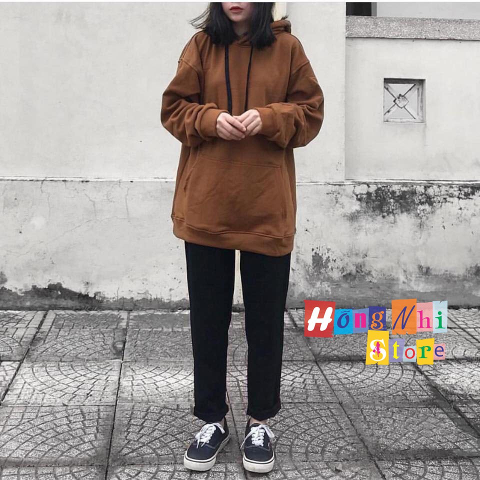 Áo Khoác Hoodie Trơn Ulzzang Unisex Màu Nâu Socola Chất Nỉ Bông Cao Cấp Dáng Rộng Nam Nữ - MM | BigBuy360 - bigbuy360.vn