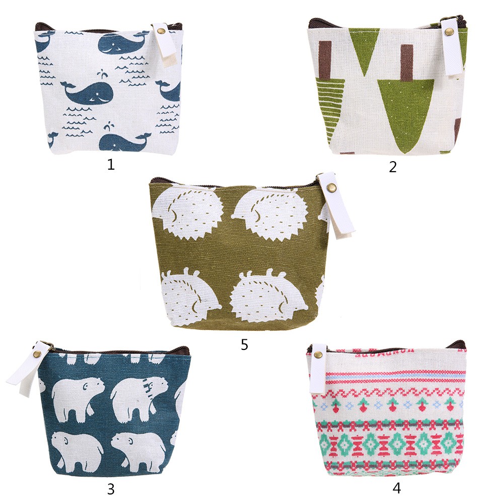 Ví nhỏ đựng tiền xu có khóa kéo bằng vải canvas thời trang dành cho nữ | BigBuy360 - bigbuy360.vn