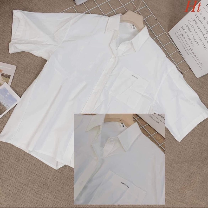 Áo sơ mi cộc tay ESS in túi H2A877