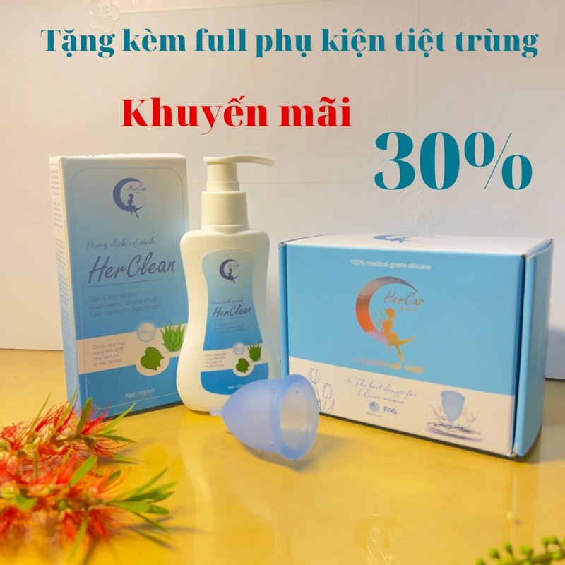 Cốc nguyệt san Hercup ( kèm đầy đủ phụ kiện)