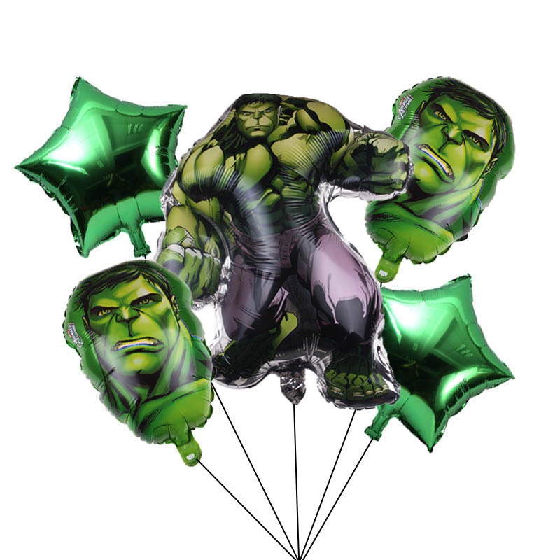 Set 5 Bong Bóng Trang Trí Tiệc Sinh Nhật Cho Bé Hình Nhân Vật Hulk Trong Phim The Avengers
