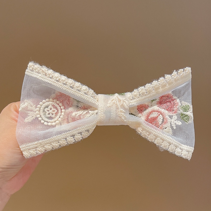 Kẹp Tóc Hình Nơ Phối Ren Thời Trang Xinh Xắn Cho Nữ