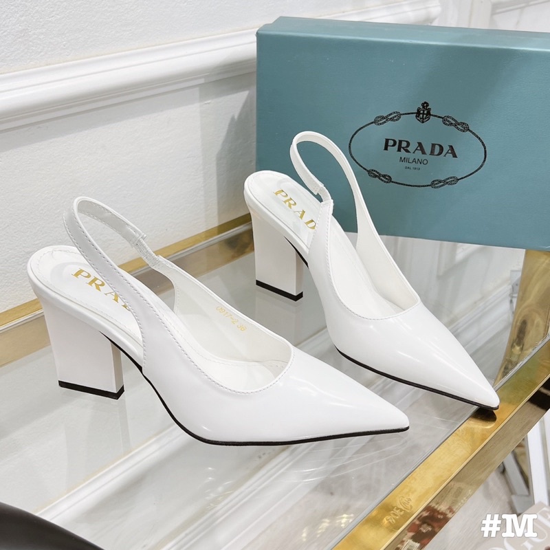 Sandal prada gót dẹt mũi nhọn fullbox