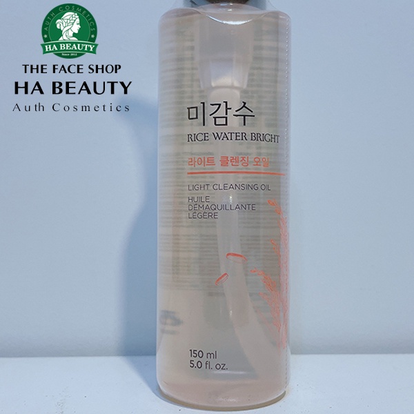 Dầu tẩy trang dưỡng ẩm sạch sâu dịu nhẹ cho da khô dầu The Face Shop Rice Water Bright Light Facial Cleansing Oil 150ml