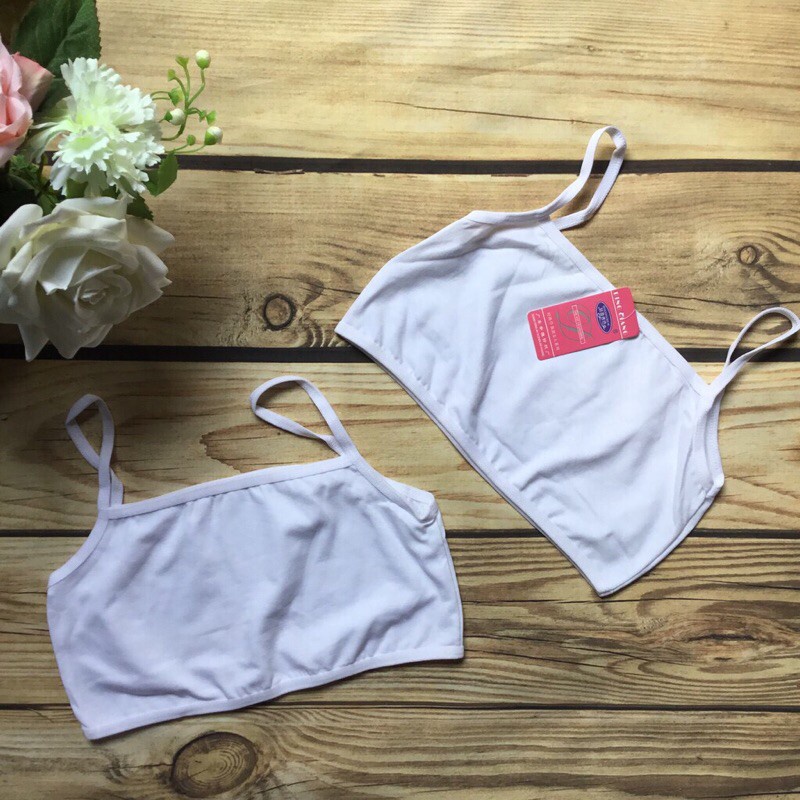 Áo lá học sinh 2 dây không đệm ngực chân ren L007