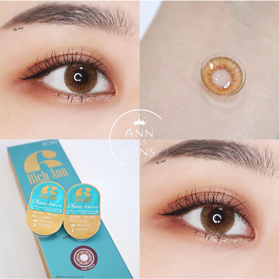 Kính áp tròng 1 ngày Shine Brown ANN365, lens cận màu nâu sáng cao cấp dùng thoải mái suốt 24H