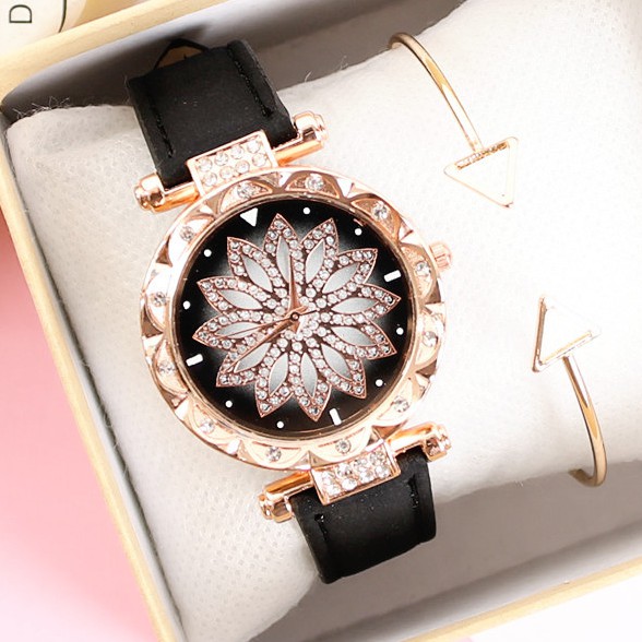 Đồng Hồ nữ Shshd Mặt kim sa lấp lánh thời trang dây da cao cấp | BigBuy360 - bigbuy360.vn