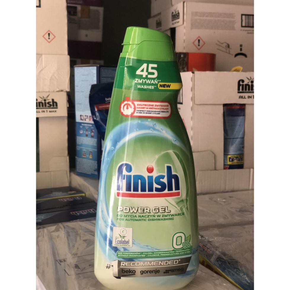Combo Gel rửa bát Finish Eco 0% và nước làm bóng Finish Eco 0% chất tẩy sinh học an toàn cho máy rửa chén bát