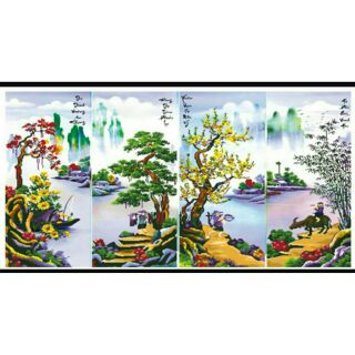 Tranh đính đá TỨ QUÝ XUÂN HẠ THU ĐÔNG LV040