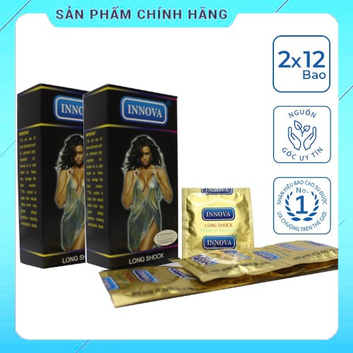 Bao cao su Innova - Bao cao su kéo dài thời gian quan hệ Inova đen-hộp 12c TRỌN VẸN BÊN NHAU