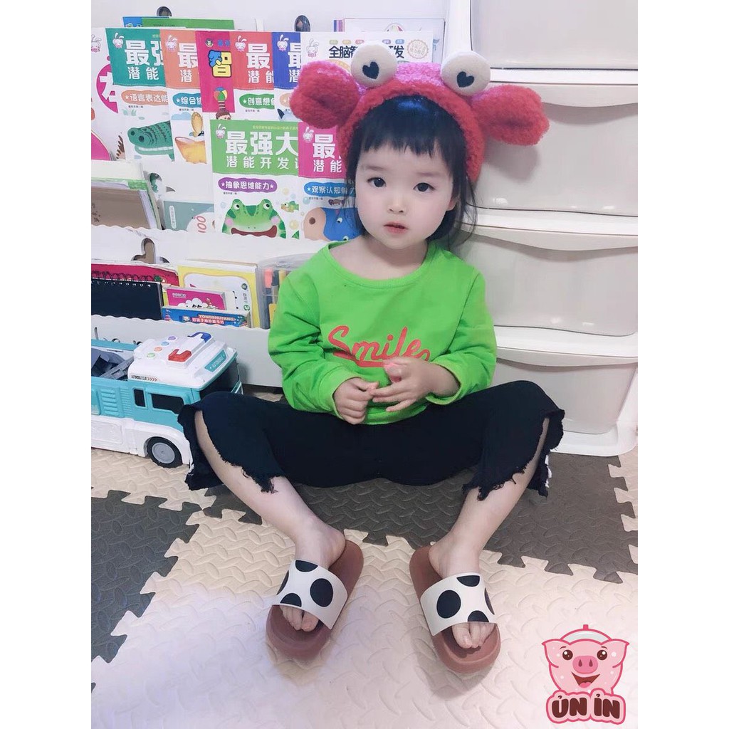 Dép Lê Trẻ Em - Dép lê quai ngang chấm bi Bò sữa dễ thương êm chân siêu nhẹ, chống trơn trượt tốt cho bé DLCB01