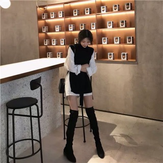 set váy len sơmi chảnh điệu