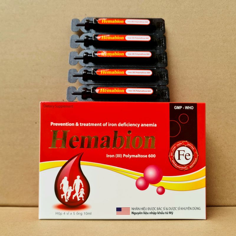 Siro ống HEMABION giúp bồi bổ máu cho phụ nữ chuẩn bị mang thai, đang mang thai và cho con bú - Hộp 20 ống