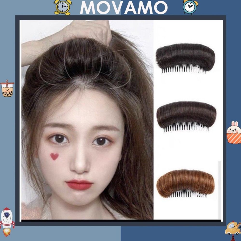 Độn phồng mái loại cài Movamo làm bằng tóc tơ phong cách Hàn Quốc TG15