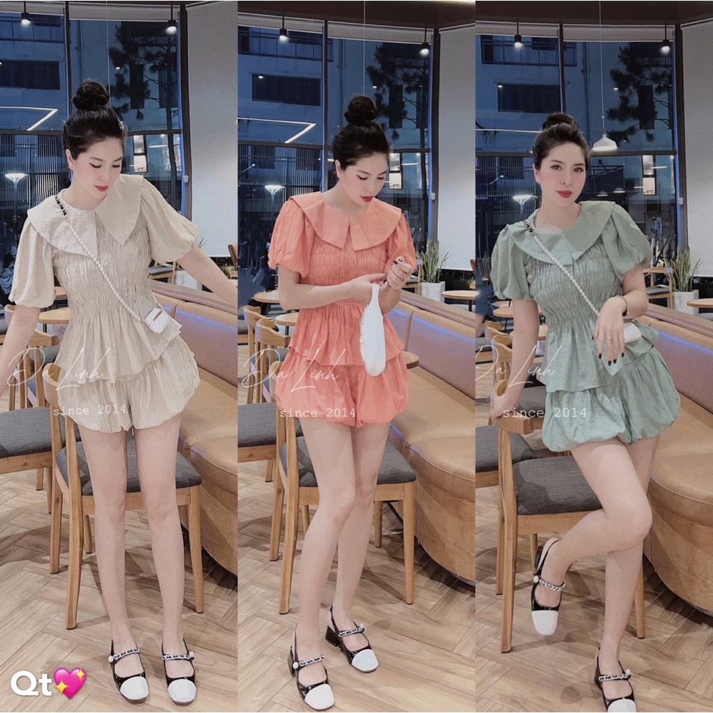 Set sơ mi nhún eo quần bồng siêu hót LT548