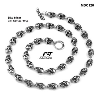 Dây chuyền nam chuỗi đầu lâu 10li cá tính Không đen không gỉ sét MDC126