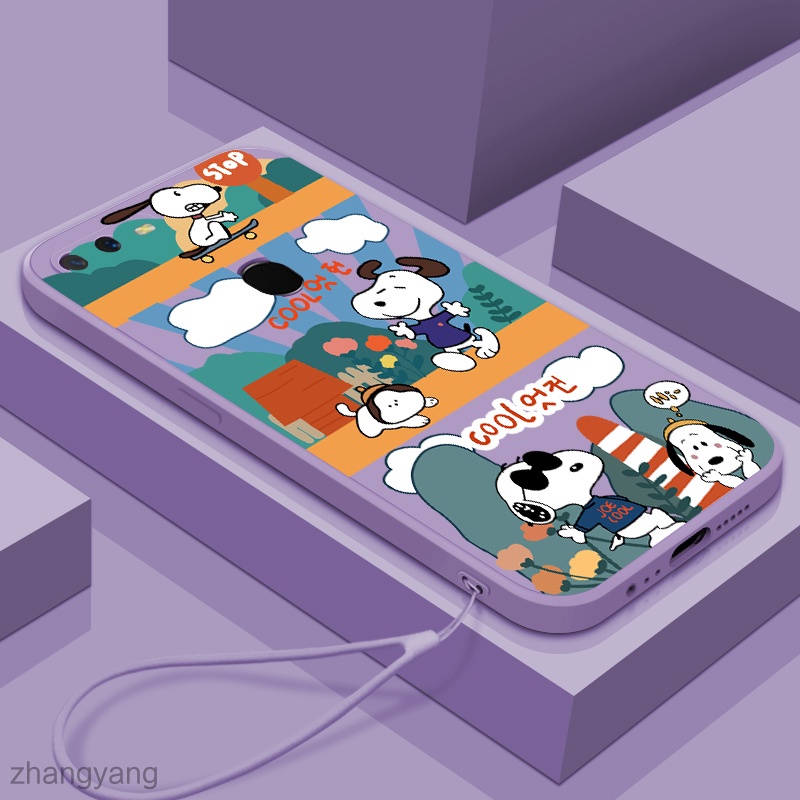 Ốp Điện Thoại Silicone In Hình Snoopy Có Dây Đeo Cho oppo a5s a12 a7 a31 F9