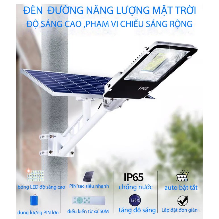 Đèn pha năng lượng mặt trời 500W/400W/200W tự động bật tắt