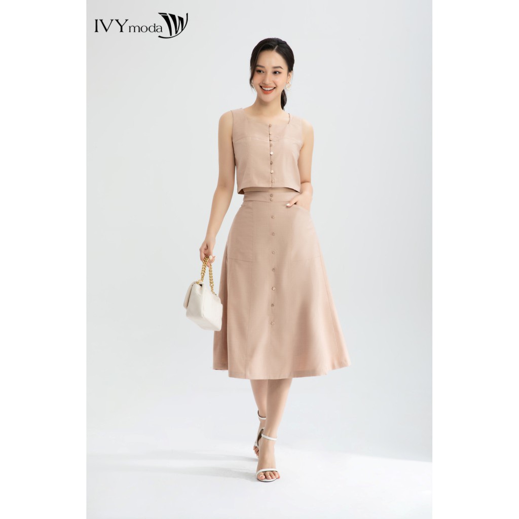 [NHẬP WABRTL5 GIẢM 10% TỐI ĐA 50K ĐH 250K ]Áo croptop nữ cổ vuông IVY moda MS 15B8628
