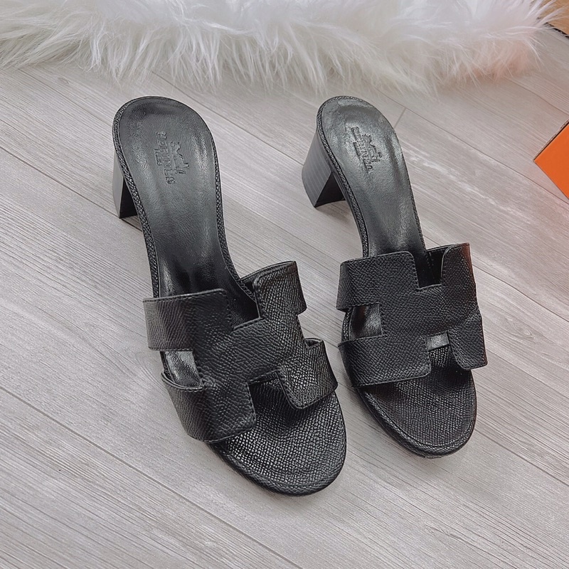 Dép nữ cao gót quai chữ H gót 5cm vân gỗ dép kiểu mới siêu xinh