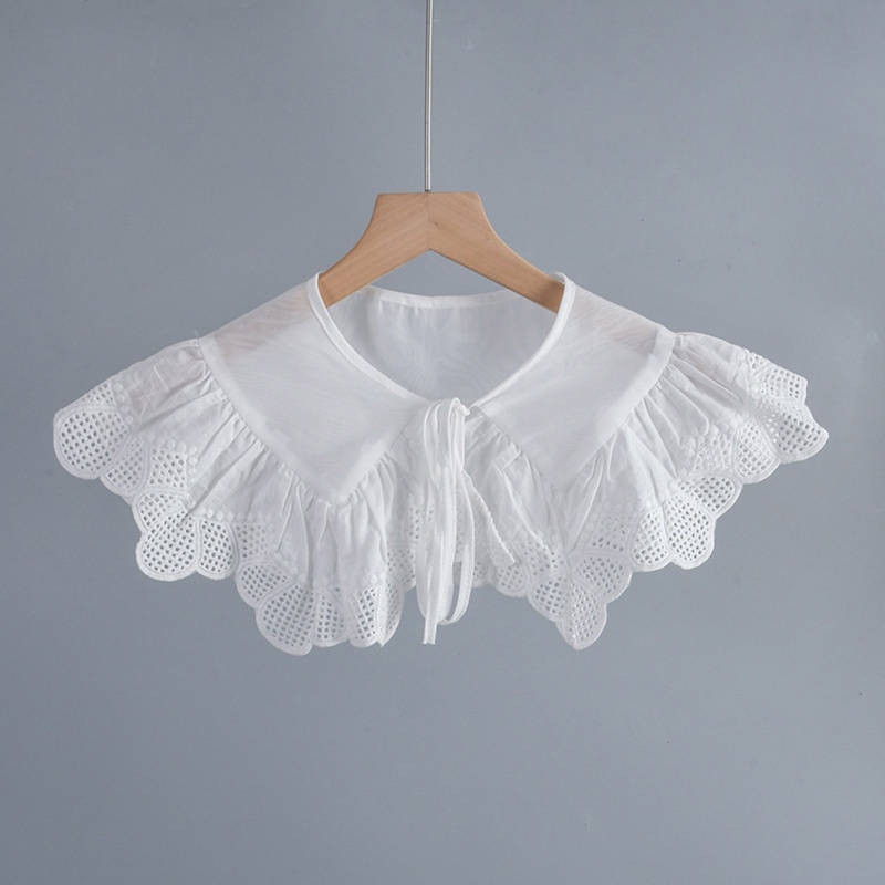 Cổ Áo Giả Cột Dây Mini Màu Trắng Đính Nơ Xinh Xắn Cho Nữ