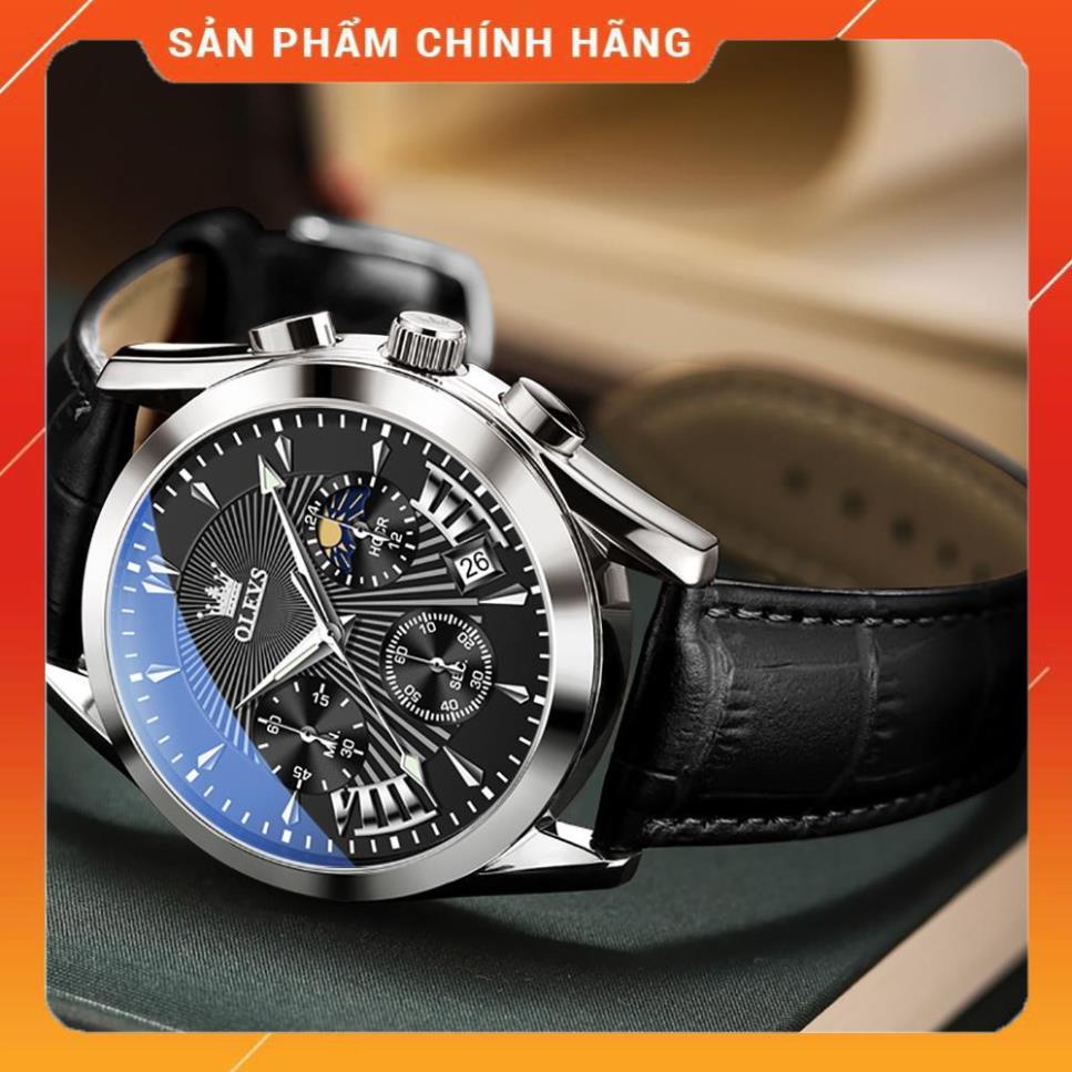 Đồng hồ nam chính hãng OLEVS 2876 dây da bò  Chống thấm nước sâu  hiệu ứng phát sáng