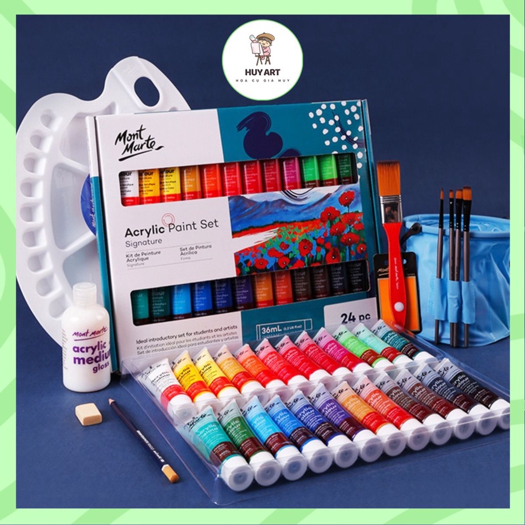 Set màu Acrylic Mont Marte Signature Acrylic Paint - 18 / 24 / 36 màu - 36ml