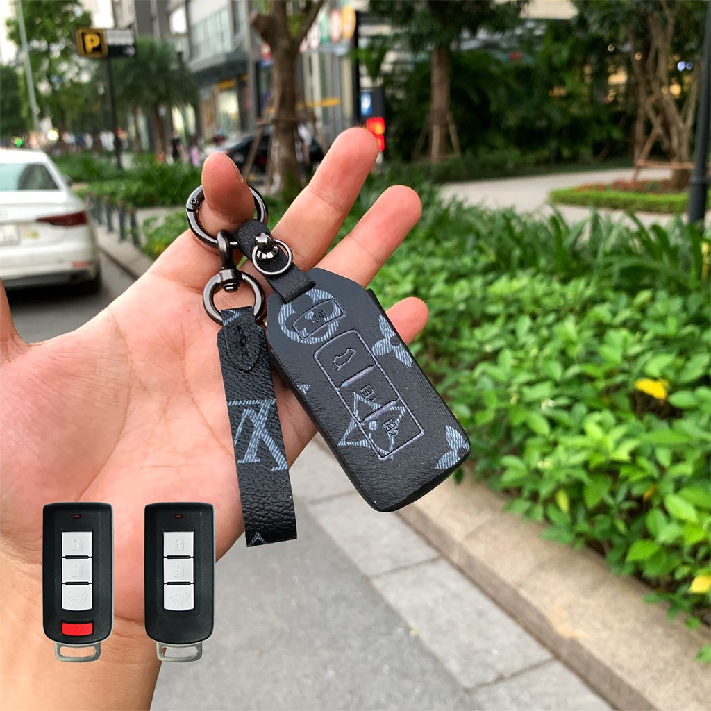 Đựng smartkey Mitsubishi Xpander, Triton, Pajero Sport handmade da thật MIV có tay cầm AD