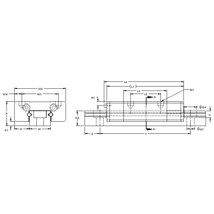 Thanh ray trượt vuông hàng Nhật thương hiệu IKO- mã LWL 12B-2 ray dài 30cm+4 con trượt