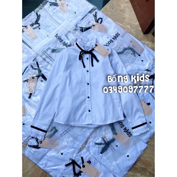 Áo Sơ Mi Bé Gái Cổ Nhún Nơ GJ
