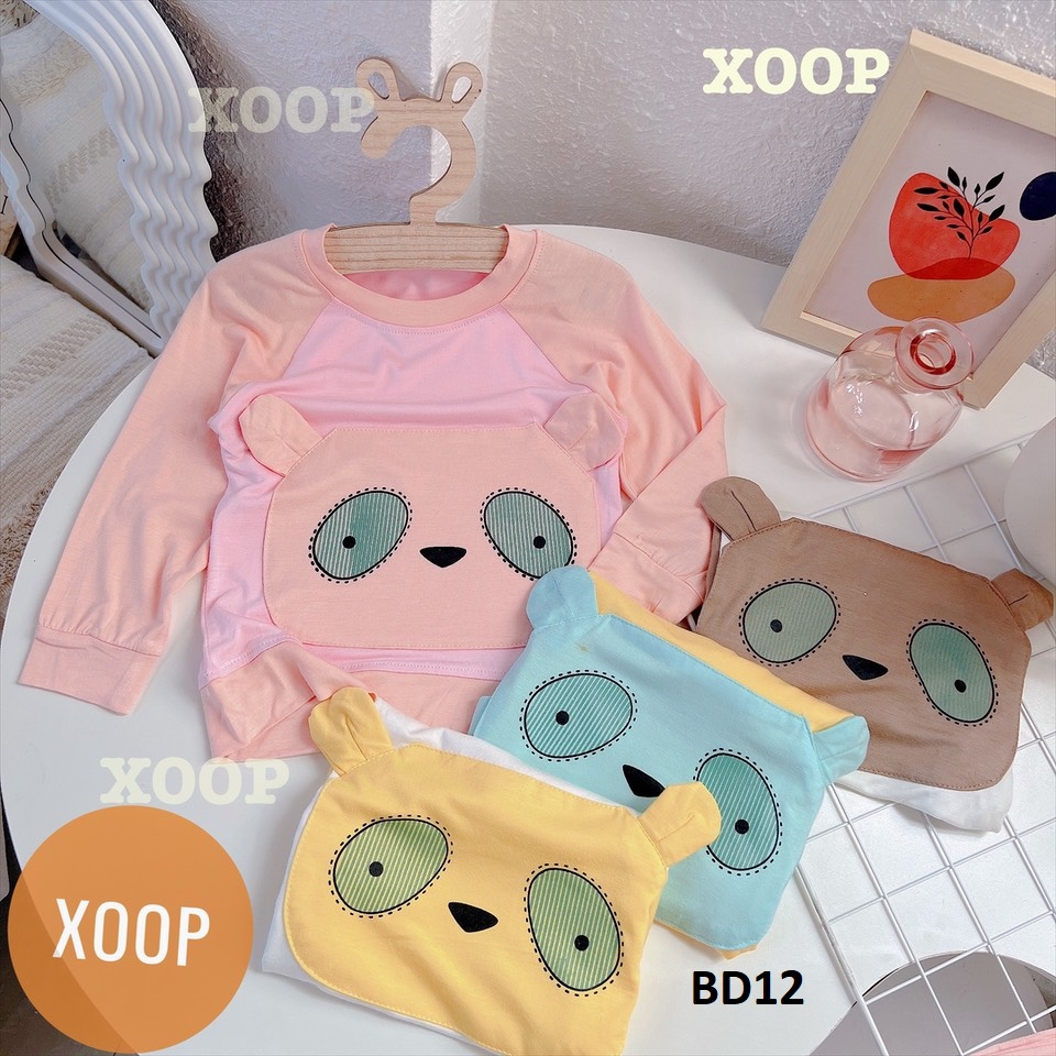 Bộ dài tay xoop chất thun lạnh  in họa tiết 2 mắt 2 tai cho bé  BD12 shop phúc yến