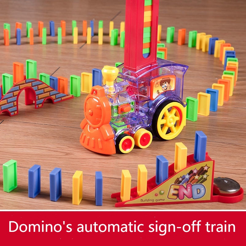 Xe lửa domino | Trẻ em tự động phát hành xe cấp phép | Đồ chơi giáo dục trí tuệ điện 3-6 tuổi