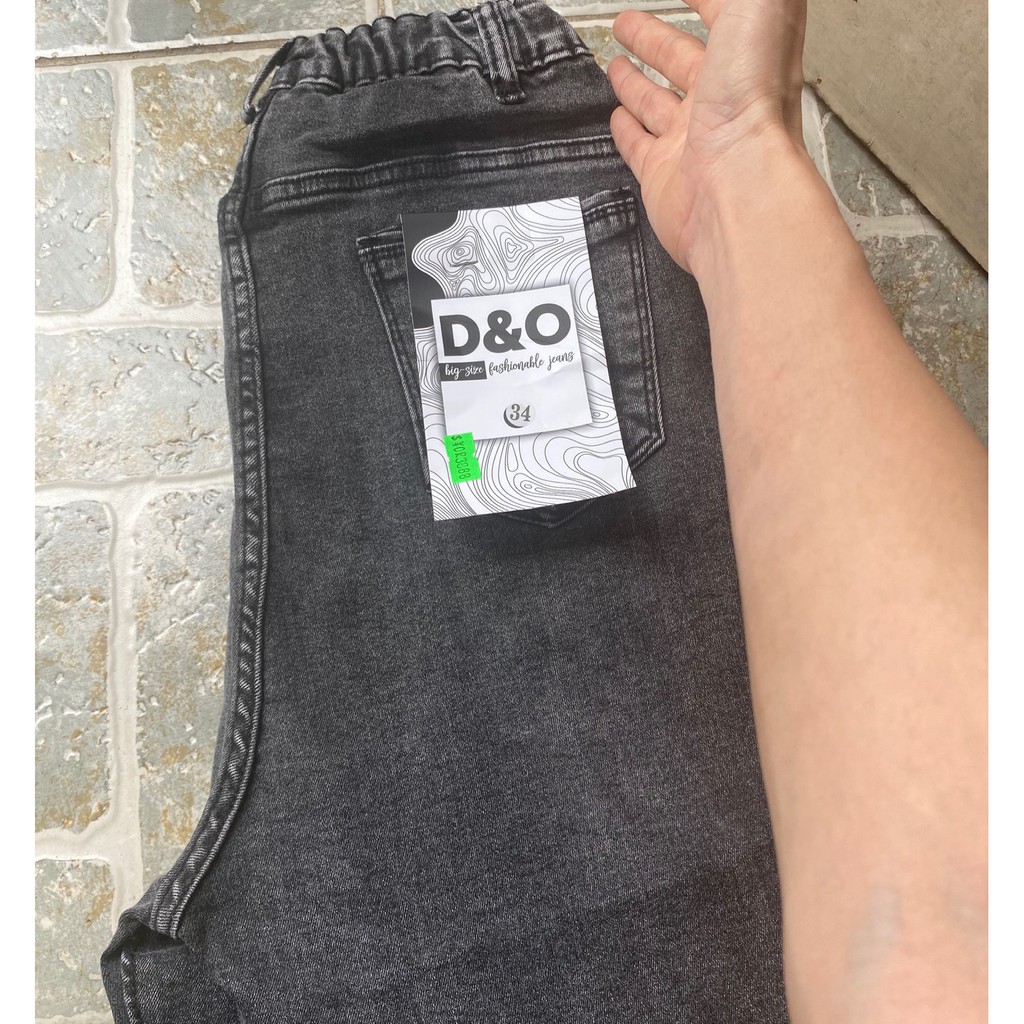 [Size 32-36] Quần Jean Bigsize Xám Râu Mèo - Lưng Thun Cạp Cao - Siêu Co Giãn Mạnh