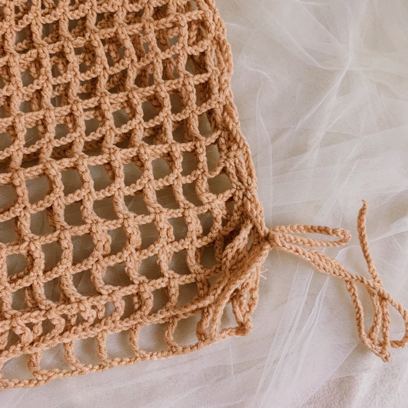 Set Váy Lưới Crochet Bralette - Áo Croptop Len Móc - xanhlanhes