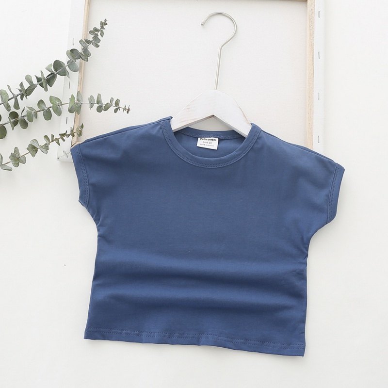 Áo Thun Cotton Tay Ngắn Màu Trơn Thời Trang Hàn Quốc Dành Cho Bé Gái