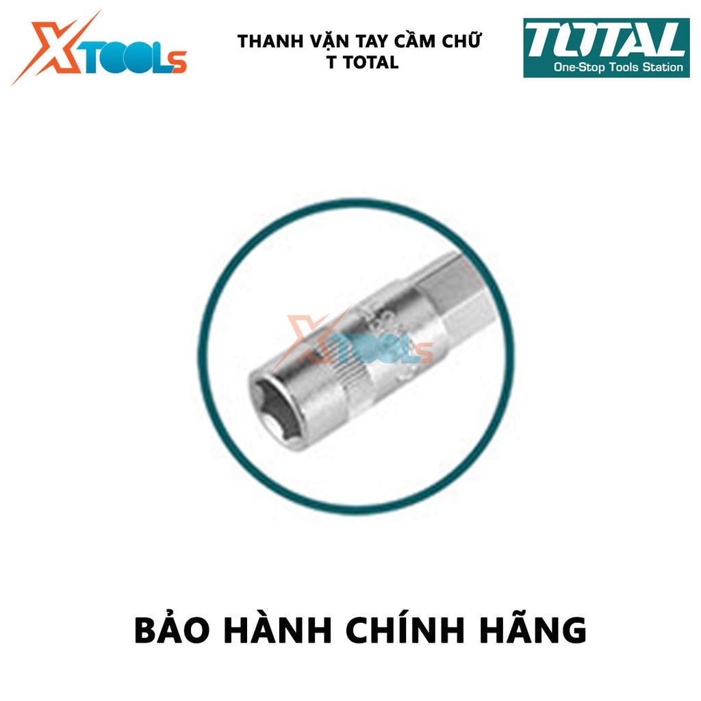 Thanh vặn tay cầm chữ T TOTAL Cần chữ T Kích thước 8MM-19MM Thép CR-V Chiều dài 200x310mm mạ Crom tháo lắp, mở bulong, đ