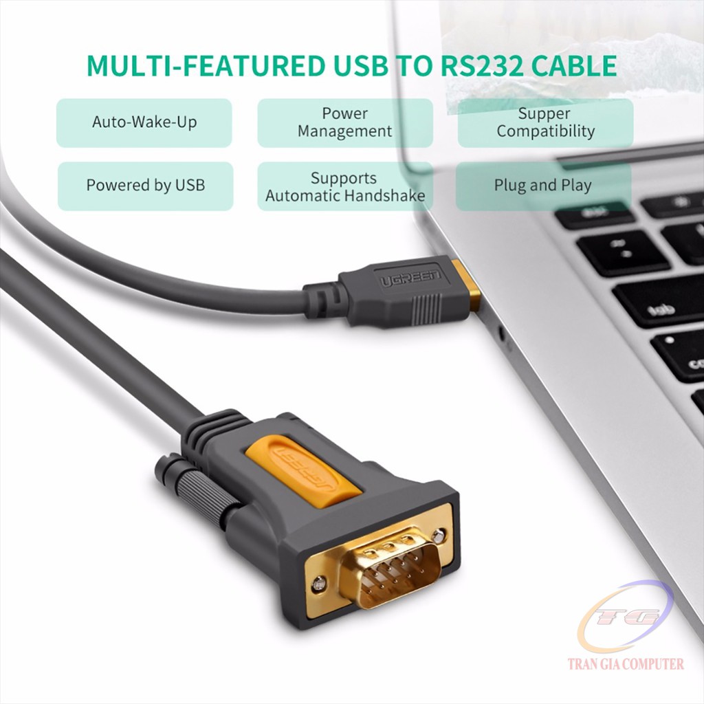Cáp USB to COM RS232 dài 1M có Chip Ugreen 20210