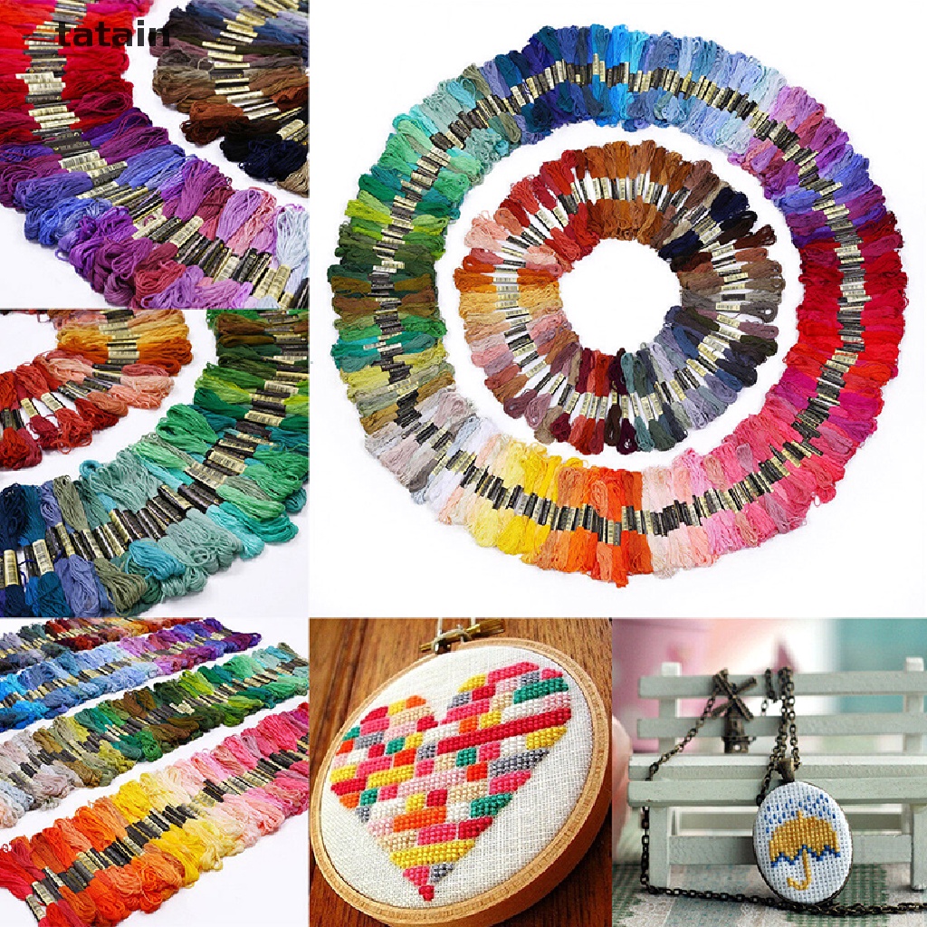 [TAT] 100pcs Multi Colors Cross Stitch Cotton Embroidery Thread Floss Sewing Skeins CVX