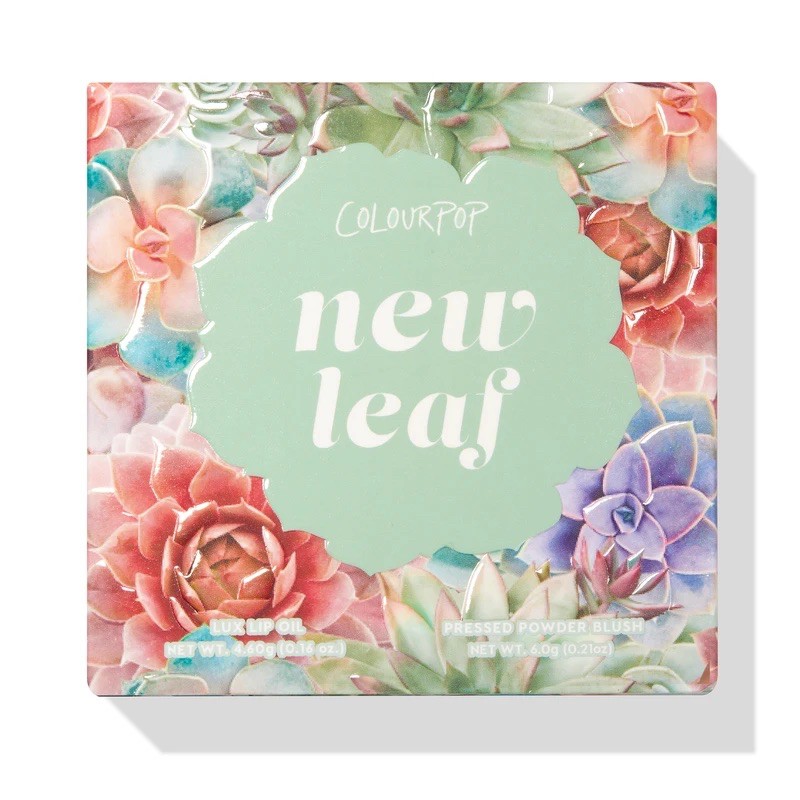 Set phấn má hồng trang điểm và son bóng có màu nhiều dưỡng Colourpop New Leaf Desert Rose blush và Gen Zen Lux Lip oil