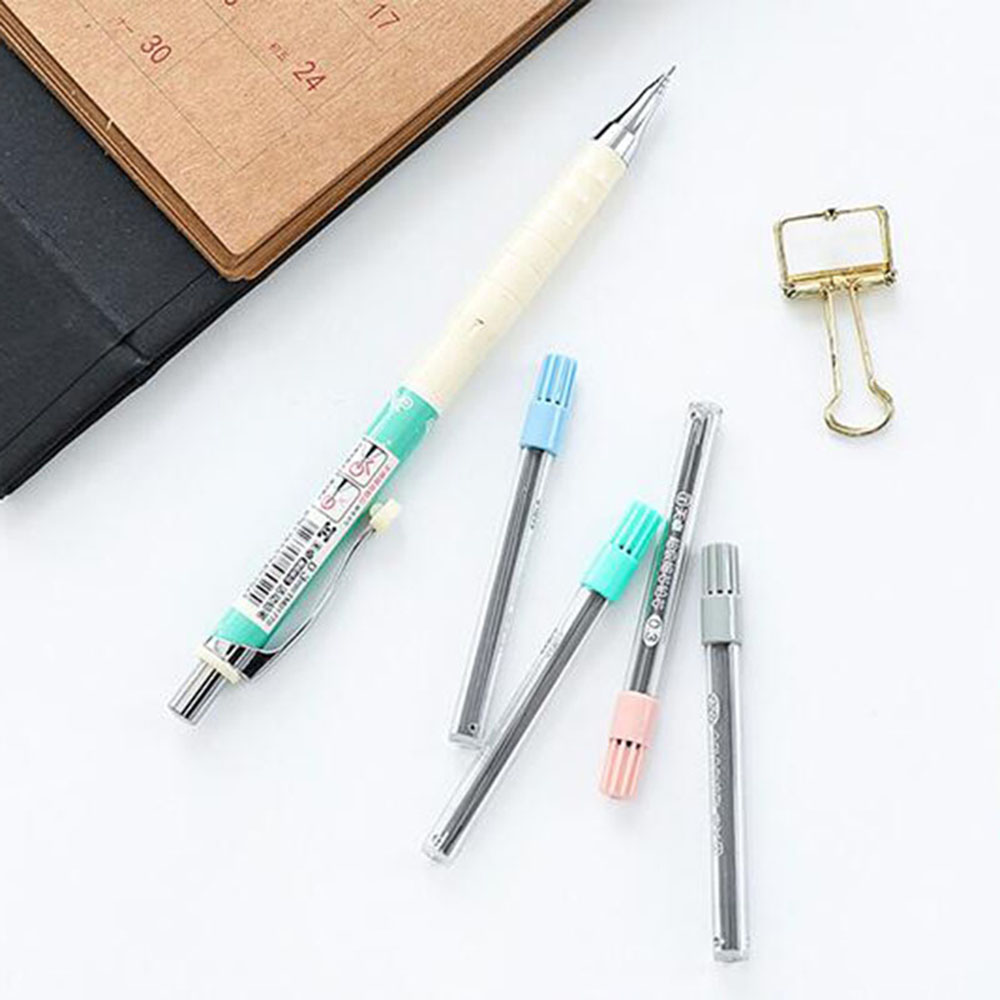 ☆YOLA☆ 1set 0.3mm Color At Random Hot Press Automatic Pen Portable Refills Mechanical Pencil Drawing New School Supplies Plastic Stationery Writing Tool