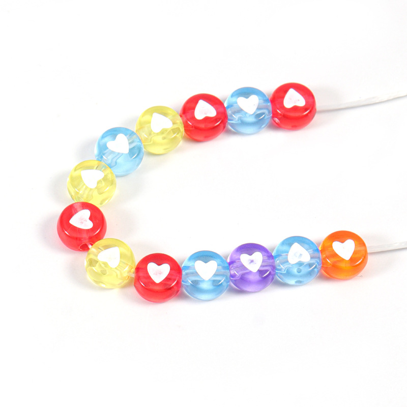 Set 100 Hạt Nhựa Acrylic Hình Trái Tim 7mm Nhiều Màu Dùng Làm Đồ Trang Sức Thủ Công