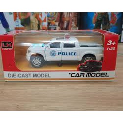 Mô hình xe ô tô cảnh sát bán tải mini bằng sắt đồ chơi trẻ em xe chạy cót có âm thanh và đèn - DC021DKP