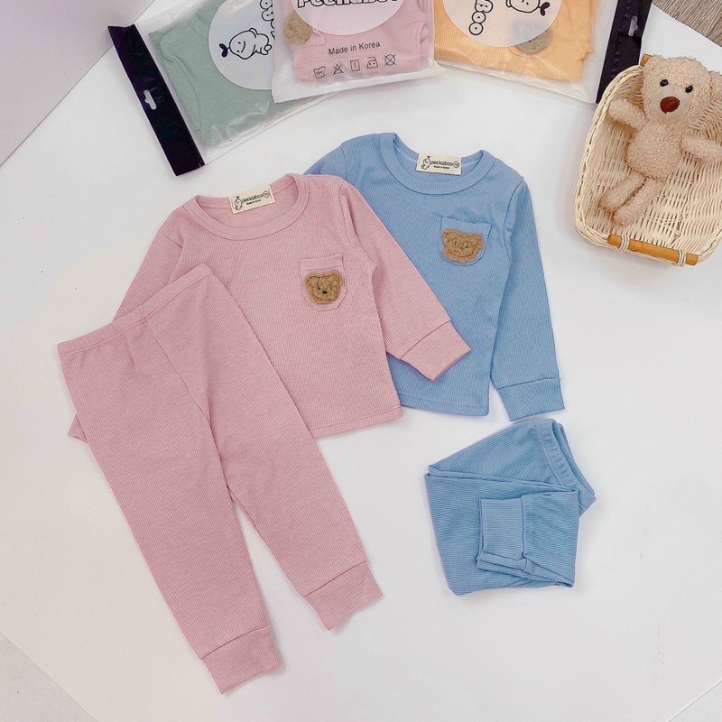 Bộ len gân tăm Pekapoo túi gấu xù