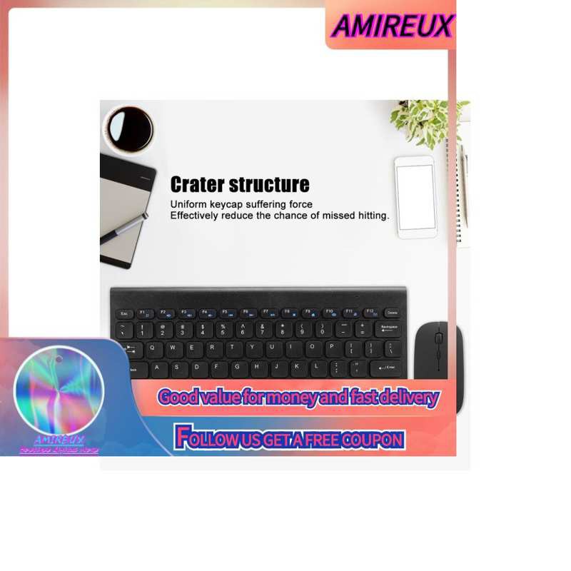 Amireux Wireless Keyboard Mouse Set Combo Black USB Receiver for Laptop Desktop Computer