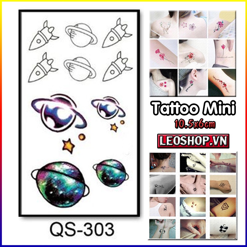 Hình Xăm Dán Mini Hành Tinh, Vũ Trụ (10x6cm)